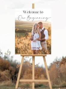 Rectangular Wedding Welcome Sign | Wedding Entrance Sign | Customized Wedding Sign - Multicolor - View 4