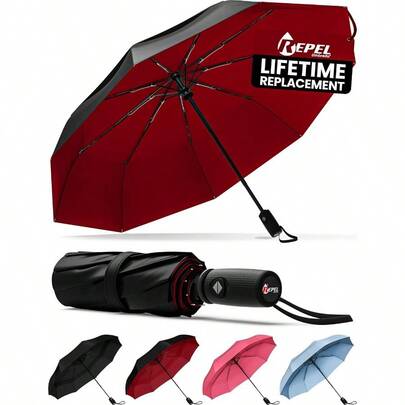 Repel Umbrella - Windproof Travel Umbrellas for Rain - Engineered to Withstand 85MPH Winds <1lb - Lightweight Durable Compact Waterproof Auto Open Close Fiberglass Frame