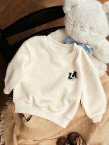 1pc Cartoon Print Crew Neck Sweatshirt, Cute Kids Warm And Comfortable Top, Autumn/Winter