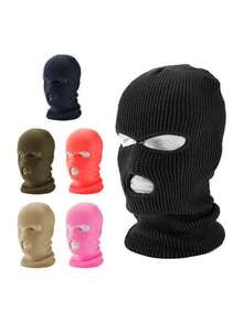 1 chiếc, Mặt nạ trùm đầu 3 lỗ toàn mặt Balaclava màu đen dành cho cả nam và nữ, Mặt nạ Balaclava đan cho các hoạt động ngoài trời, Luyện tập trượt tuyết đạp xe - màu đen - Xem 10