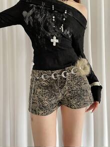 1pc Women's Silver-Color Alloy Personalized Moon Patchwork Furry Waist Chain - Silver - View 3