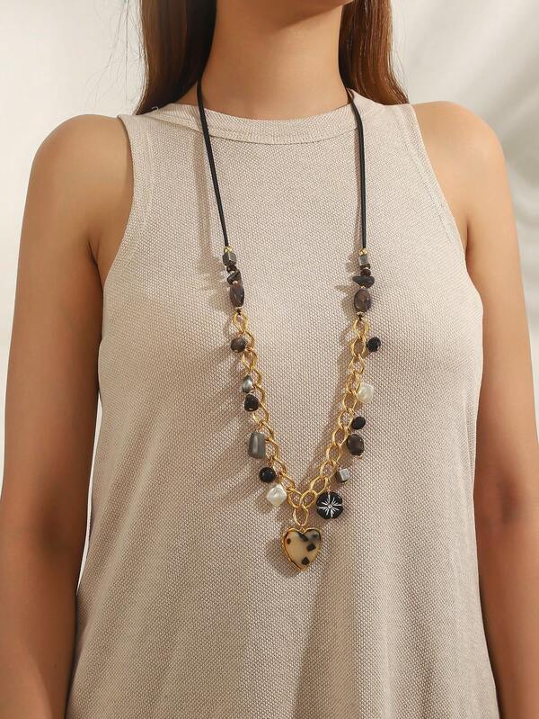 1 Stück modische Halskette aus Legierung mit Perlen, geeignet für den täglichen Gebrauch von Frauen