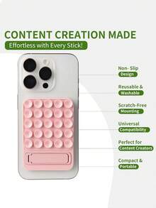 1pc Silicone Suction Cup Stand, Multi-Functional For Computer & Phone, Glass Self-Adhesive Non-Slip Silicone Desktop Metal Stand, Firmly Fixed On Any Smooth Surface, Suitable For Glass, Mirror, Refrigerator Or Gym, Fits Any Phone Model