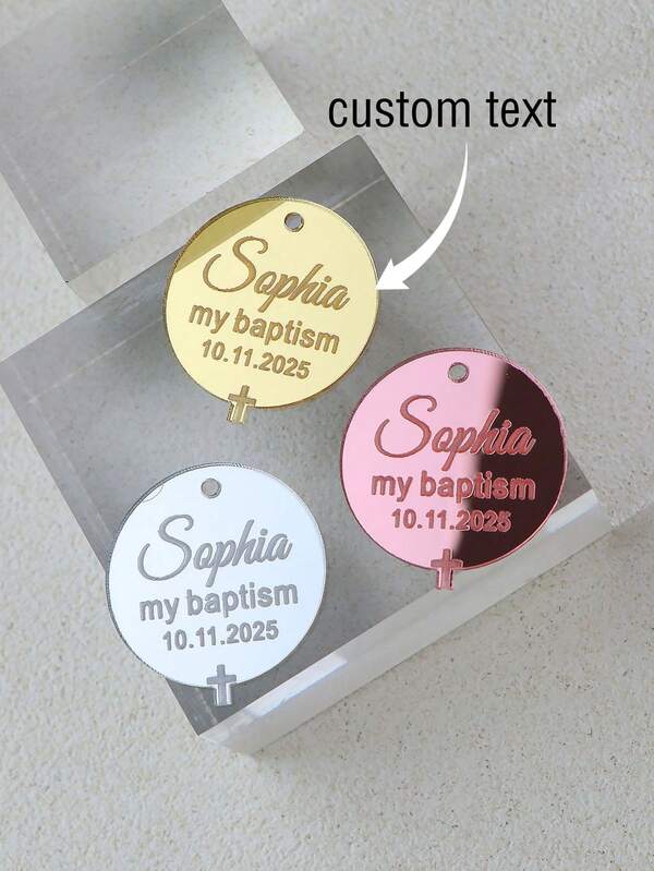 20pcs/50pcs/100pcs Personalized Baptism Tags Acrylic 4cm God Bless Christening Tags Custom My Baptism Tags For First Communion Religious Celebration