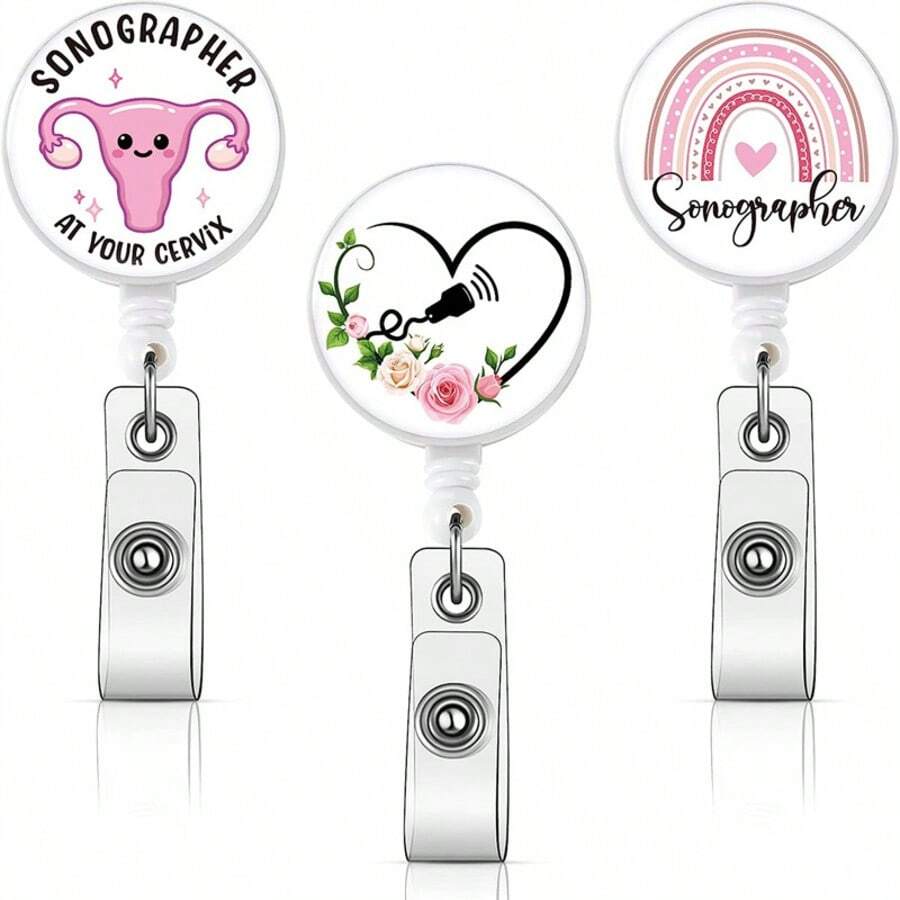 1pc Uterus Rainbow Epoxy Retractable Badge, Nurse's Day & Sonographer Gift, Medical Theme Retractable Badge Reel - Multicolor - View 1