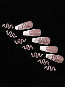 10 chiếc mặt dây chuyền hình rắn 3D bằng hợp kim, đá đính móng tay màu hồng, họa tiết sóng biển, trang sức móng tay hình rắn, thiết kế ba chiều tinh tế, đồ trang trí móng tay cho nữ và bé gái. - Màu Hồng baby - Xem 4