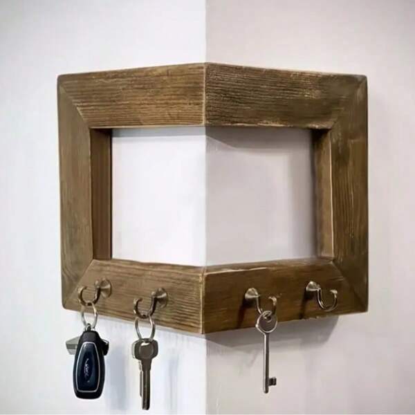 Wall Corner Key Rack Retro Creative Entryway Bedroom Wall-Mounted Simple Storage Shelf