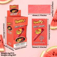 3 Packs HONEYPUFF King Size (110mm) Cigar Roll Paper, Cigar Skin, Sheet Wraps, 5 Sheets/Pack, Multiple Colors | For Any Smokers - 西瓜口味3包(15片) - 查看 1