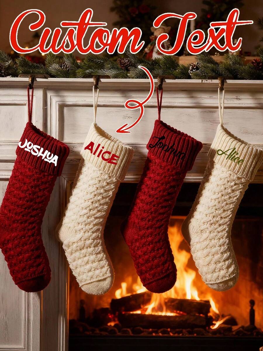 Tất xanh Giáng sinh tùy chỉnh, Tất ông già Noel cá nhân hóa cho năm 2026, Quà tặng trang trí Giáng sinh có thể tái sử dụng, Tất trang trí màu đỏ cỡ lớn, Quà tặng đêm đông, Quà tặng mùa đông trở lại trường, Có nhiều màu sắc