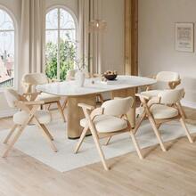 6 foldable dining room chairs made of solid wood comfortable and breathable easy to fold and store suitable for dining room living room cafe modern style veet cushions beige - Verschiedenfarbig - Übersicht 2