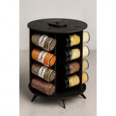 Porta Condimentos 12 Potes Temperos Premium Organizador Giratório 360 Graus Cozinha Tempero Organiza Luxo