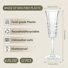 6oz Plastic Champagne Flutes Set Of 12 (Blue), Unbreakable Champagne Glasses Shatterproof Reusable, Mimosa Prosecco Wine Stemware For Wedding Toasting Bachelorette Party Holidays - 白色 - 查看 6
