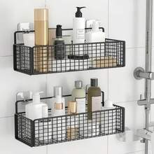 2 giỏ đựng đồ treo tường, giỏ treo bằng kim loại màu đen, giỏ treo tường có móc dán, giỏ đựng đồ nhà tắm không cần khoan, giá đựng đồ tắm, giỏ đựng đồ đa năng cho nhà bếp, phòng đựng thức ăn, tủ quần áo, phòng giặt, tủ đựng đồ, phòng tắm. - Nhiều màu - Xem 4