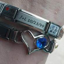 Silver Stainless Steel 6.75 Inch Italian Charm Bracelet Starter With Opening Interchangeable 9mm Modular Nomination Bracelet Jewelry Women Men - Bạc-Văn bản tùy chỉnh - Xem 5