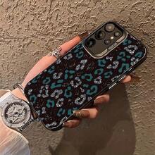 Diseño de patrón de leopardo verde y plateado adecuado para  Galaxy S25ULTRA, S24PLUS, S23FE, S21PRO, S22, S20+, A03S, A05S, A14, A31, A53, A34, A10, A04E, M04, A33, A35, A55, A72, A71, A70, A22, A16, A06, A20S, A54 Funda especial para teléfono , anti-suciedad, a la moda, moderna, colorida plateada IMD - Colores mixtos - Ver 4