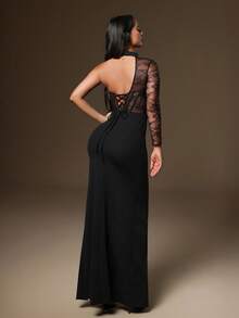 Đầm dạ hội lệch vai xếp ly, cổ choker VIPGIRL - màu đen - Xem 2