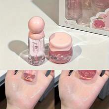 2PCS Peach-Scented Lip Oil And Lip Mask Set, Long-Lasting Moisturizing And Prevents Chapped Lips, Lip Care(Hydrating Crystal Lip Mask + Lip Gloss Set, Plant Extract Day & Night Hydrating Sleeping Lip Mask), Suitable For Autumn And Winter, Lip Oil Cosmetics For Men And Women. Beginner-Friendly, Suitable For Students, Birthdays, Valentine's Day, Halloween, Christmas, And Holiday Gifts.