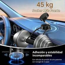 Soporte Magnético para Teléfono en el AutoVentosa al Vacío Ultra Fuerte con Base Ajustable 360° Soporte Plegable para Carro Compatible con Todos los Celulares Succión Magnética N52 Blanco + Negro - BlancoNegro - Ver 3