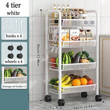 4Tier Vegetable Fruit Storage Trolley Shelve Organizer Stand CART Kitchen - White - View 3