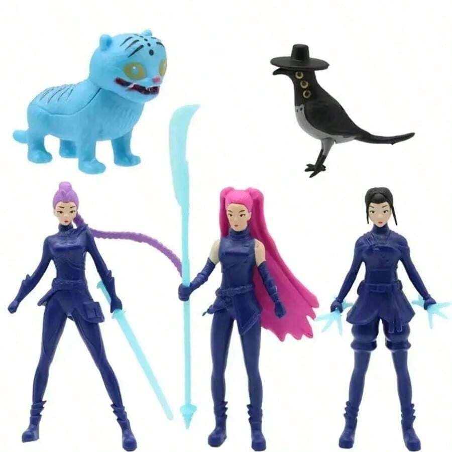 5pcs K-POP Wish Hunter Anime Monster Character Action Figure Set - Blue Cartoon PVC Collectible Statue, Suitable For Teens, Adults & Fans, Unique Birthday, Christmas, Holiday Gift - Multicolor - View 1