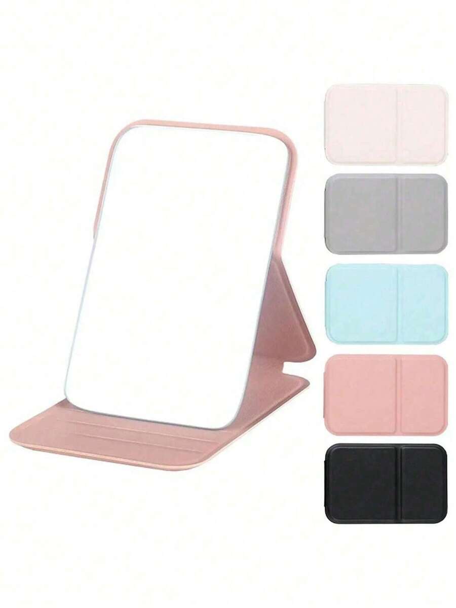 Foldable Portable Makeup Mirror With Stand, Travel Mirror, Beauty Accessories, Tabletop Makeup Mirror, Rectangular Compact Minimalist Folding Makeup Mirror, Travel Makeup Mirror, Gift For Women & Girls - Mother's Day Makeup Mirror, Travel Essential, Travel Accessories, Beach Vacation, Summer Holiday, School Supplies - Multicolor - View 1