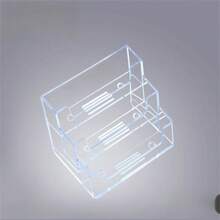 Caja de tarjetas de visita de plástico, soporte transparente para tarjetas de presentación, caja de almacenamiento de oficina, portanotas adhesivas - transparente - Ver 9