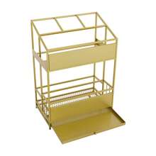 Gold Umbrella Stand Rack (48*28*66cm) Entrance Umbrella Organizer Holds 16-20 Long/20-28 Short Umbrellas Ideal For Home/Small Office Entrance - Gold - View 6