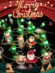 أضواء سلك نحاسي للكريسماس بطول 100/200/300 سم، أضواء جنية جديدة وجميلة بتصميم ساحر لشكل بابا نويل وشجرة والجرس والثلج والفيونكة والقبعة والغزال وقصب السكر والجوارب والنجمة، مناسبة للاستخدام الداخلي في غرفة المعيشة والنوم والمطبخ والممرات وأحداث العطلات والحفلات، البطاريات غير مشمولة