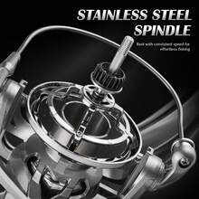 Rooblinos NGK 8000-14000系列纺车轮，4.8:1齿轮比，海水远投型渔线轮，最大拖拽力44磅，CNC金属线杯，适用于淡水和海水垂钓 - 銀色 - 查看 6