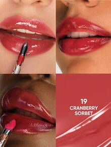 JUDYDOLL Ice Watery Lip Gloss-Gen 2 Shiny Mirror Lip Gloss, Moisturizing & Nourishing Essence, Long-Lasting - 19 CRANBERRY SORBET - 查看 3