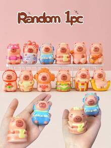 1/3pcs -Capybara Party Gifts, Cute Animal Ornaments, Class Rewards, Gift Basket Fillers, Perfect Holiday Gifts, Durable Rubber, Unique Animal Ornaments, Great For Party Gifts And Holiday Gifts, Birthdays, Valentine's Day, Parties Great For Party Favors And Holiday Gifts Halloween Christmas Party Gifts - Small Capibara - View 7