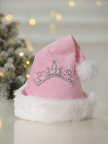 1 pieza - Nuevas decoraciones navideñas muy vendidas, nuevo atuendo navideño para adultos, gorro de algodón con corona rosa y pelo largo, regalos de decoración navideña