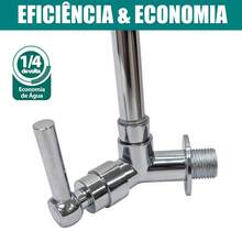 Torneira Cozinha Parede Gourmet Flexível 2 Jatos Arejador Bica Móvel 1/4 Volta Alta Pressão Econômica Articulada Abs Reforçado Acabamento Cromado Cor Prateado Água Fria Marca Dex - Prata - Visão 10