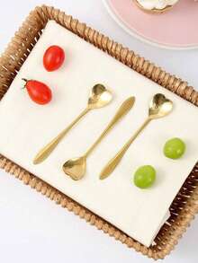 1pc Stainless Steel Heart-Shaped Modern Creative Coffee/Tea Spoon, Stirring Spoon, Cake Spoon, School Supplies, Material, Dishwasher , Suitable For Holiday Gifts, Valentine's Day, Anniversary - Multicolor - View 3