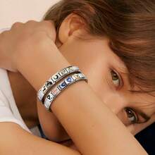 Silver Stainless Steel 6.75 Inch Italian Charm Bracelet Starter With Opening Interchangeable 9mm Modular Nomination Bracelet Jewelry Women Men - Bộ 10 mặt dây chuyền bạc A - Xem 3