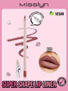 Chì kẻ môi MISSLYN Super Shaping, trang điểm môi, màu sắc lâu trôi, thân gỗ, đầu chì chính xác, tạo đôi môi căng mọng và đầy đặn, tích hợp gọt chì, hiệu ứng trang điểm 3D nổi bật, màu sắc lên mịn màng. - #08 - Xem 2
