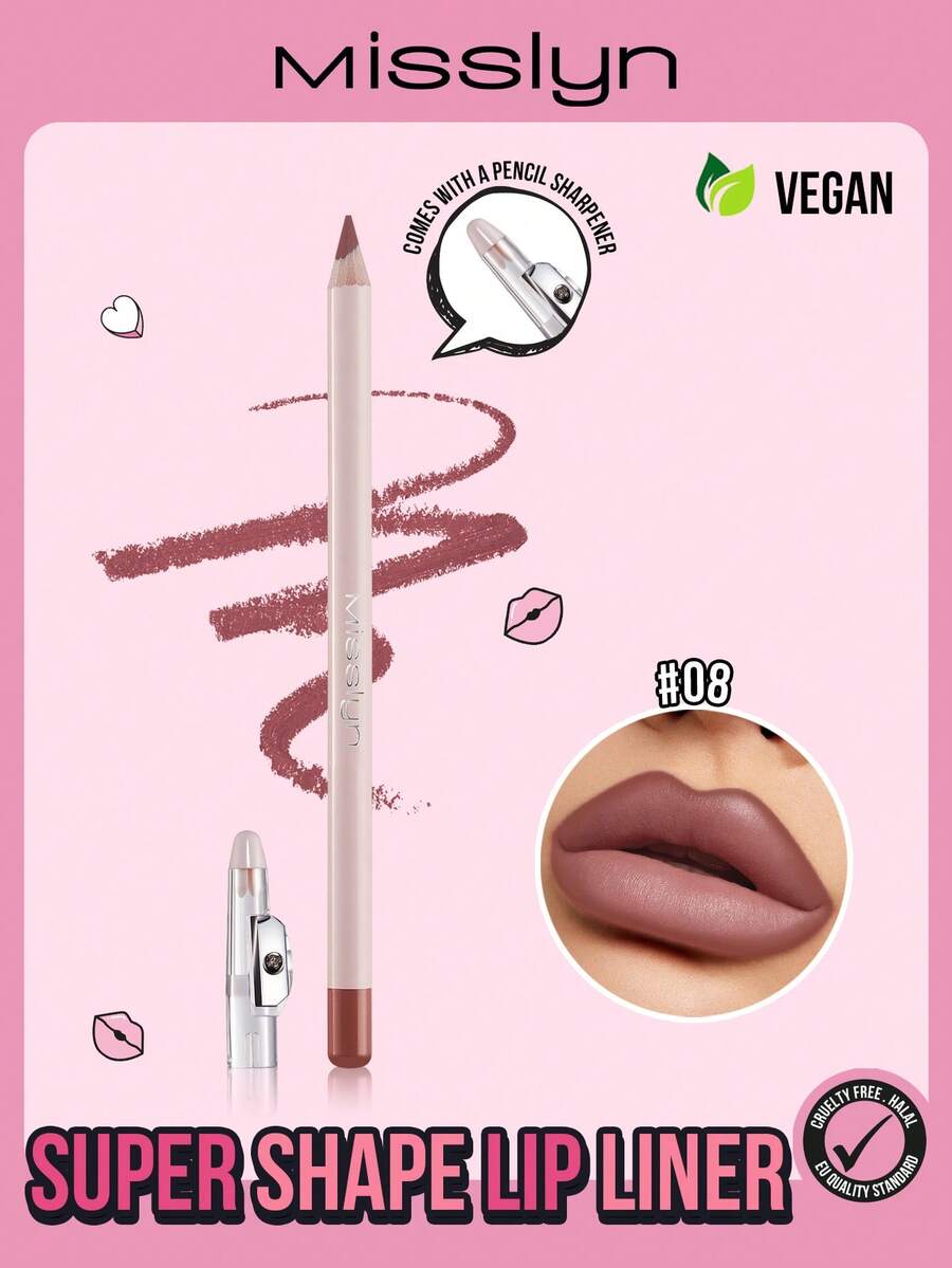 Chì kẻ môi MISSLYN Super Shaping, trang điểm môi, màu sắc lâu trôi, thân gỗ, đầu chì chính xác, tạo đôi môi căng mọng và đầy đặn, tích hợp gọt chì, hiệu ứng trang điểm 3D nổi bật, màu sắc lên mịn màng.
