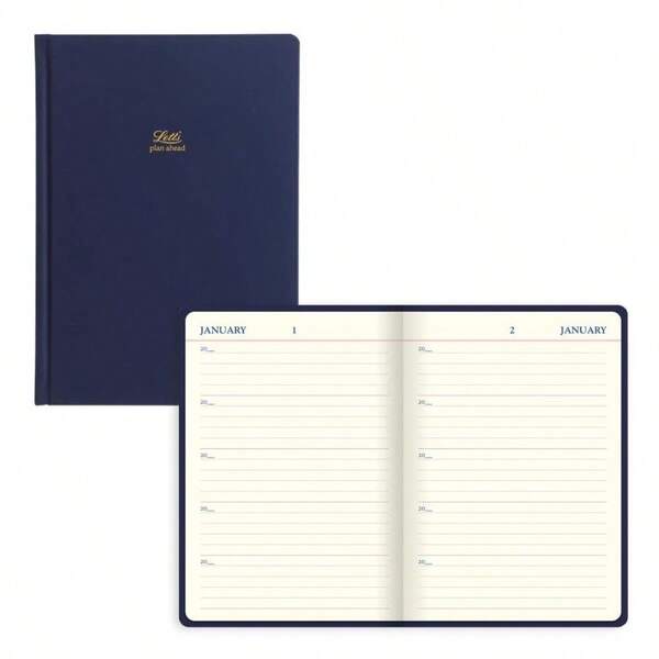 Letts Of London Icon 5Year Diary Undated Hard Cover Sewn Binding Cream Paper 384 Pages A5 Size Navy B090024