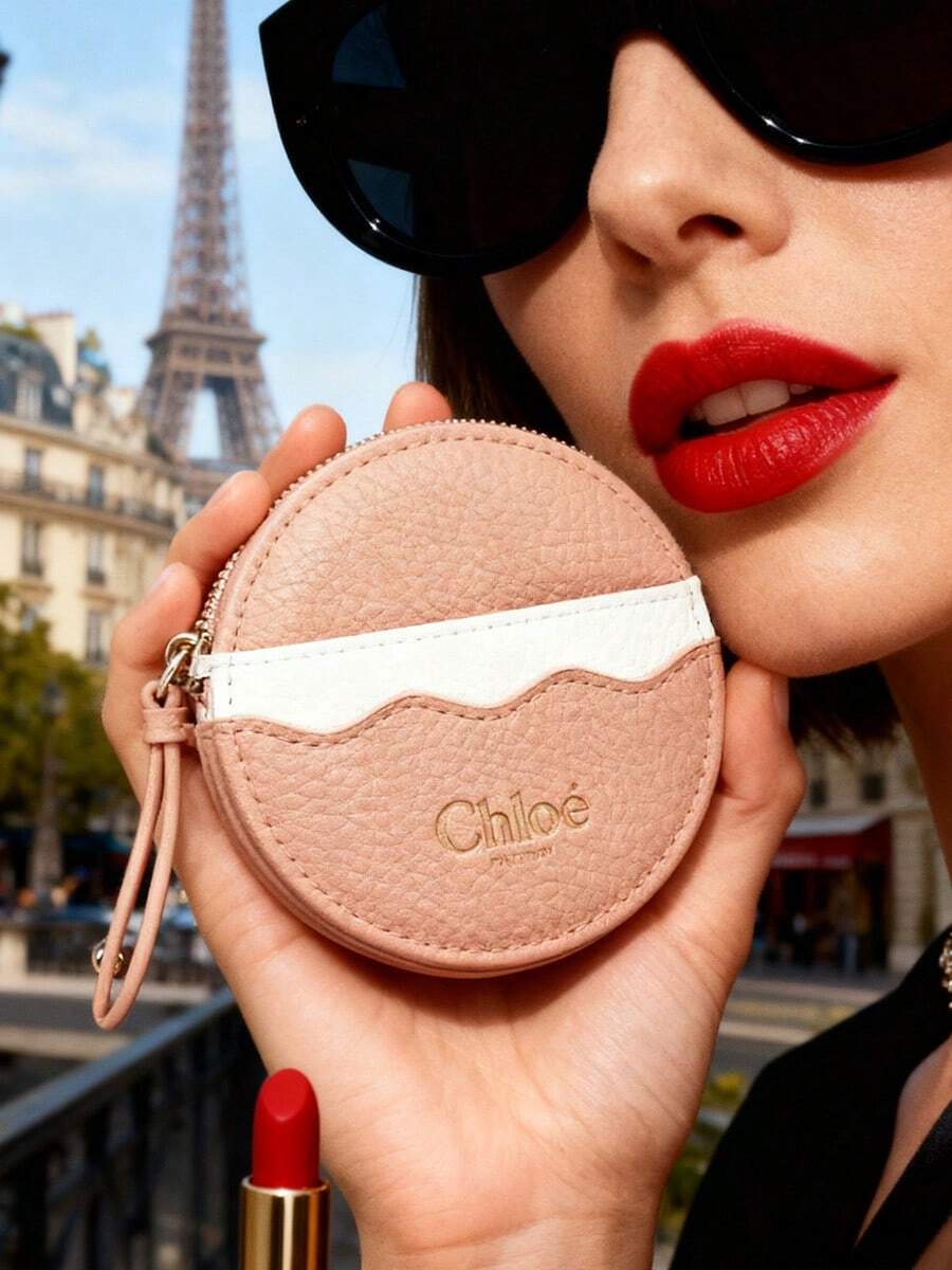 Chloé Pochette portamatite mini Chloe, portamonete portatile, in materiale PU, CLE006 - Rosa