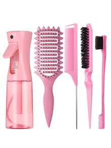 2/4/5/6/11/12pcs Unisex Hair Styling Brush Set (New Upgraded Curling Shaping Brush, 9-Row Nylon Cushion Styling Brush, Volumizing Brush, Tail Comb, Edge Brush, Spray Bottle, 4pcs Alligator Hair Clips, Flower Hair Clips, Hair Styling Brush Set) - Multicolor - View 14