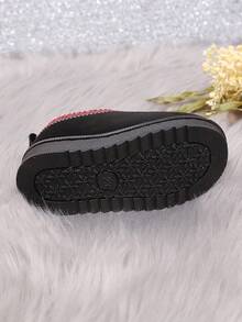 Botas de nieve de suela gruesa y retro para niños, con forro polar cálido, zapatos para exteriores