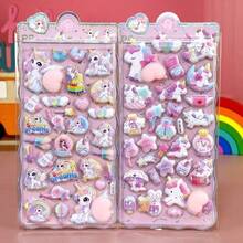 Colorful Unicorn 3D Stickers, Cute Pibara Rabbit Squeeze Stress Relief Stickers, Cartoon Animal Decorative Stickers For Scrapbooking, DIY