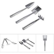 Gardening Tools Set - 3 - Piece Stainless Steel Small Handheld Shovel, Spade, Rake Cactus Plant Pots, Indoor Miniature Plants, Garden Gifts - Green - View 3