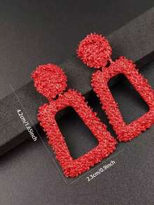 1 Pair Geometric Trapezoid Matte Embossed Metal Stud Earrings, Exaggerated Bohemian Style Earrings For Women