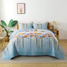 3Pcs Sky Blue Leaf Queen King Double Bedspread Coverlet Bedding Sets (1 Quilt + 2 Pillow Cases), Fashion Leaf Design, Fresh & Minimalist, Comfortable Soft Breathable, Suitable For Wedding Items, Valentines Day Home Bed Room Decor, Mothers Day Gift, All Season - Sky Blue01 - 查看 2