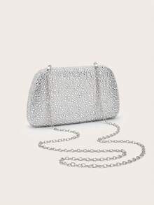 闪耀迷人、优雅精致的镶钻盒形手提包，魅力十足，适合派对女孩、女士、女性，是派对、婚礼、舞会、盛大宴会等场合的完美之选，也是送给女性的最佳礼物，更是婚礼派对的理想之选。 - 銀色 - 查看 5