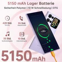 OUKITEL C62 安卓 15 智能手机，无合约 - 6.88 英寸高清+后置显示屏，16GB 运行内存 + 128GB 机身存储，5000mAh 电池，价格实惠，双卡双待，无锁/面部识别/GPS/OTG - 紫色 - 查看 3