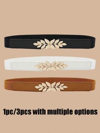 1-3 st damer med bladspänne i metall, elastiskt midjeband, justerbart midjeband för kjol, plusstorlek sommar, skola höst, höst, halloween