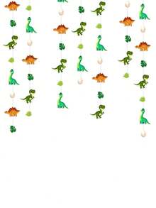 Decoraciones con tema de dinosaurio, serpentinas para fiesta de cumpleaños de dinosaurio, banderines colgantes de dinosaurio jurásico con hojas, adecuado para decoraciones de fiesta, pancartas, fondos de techo - Multicolor - Ver 6