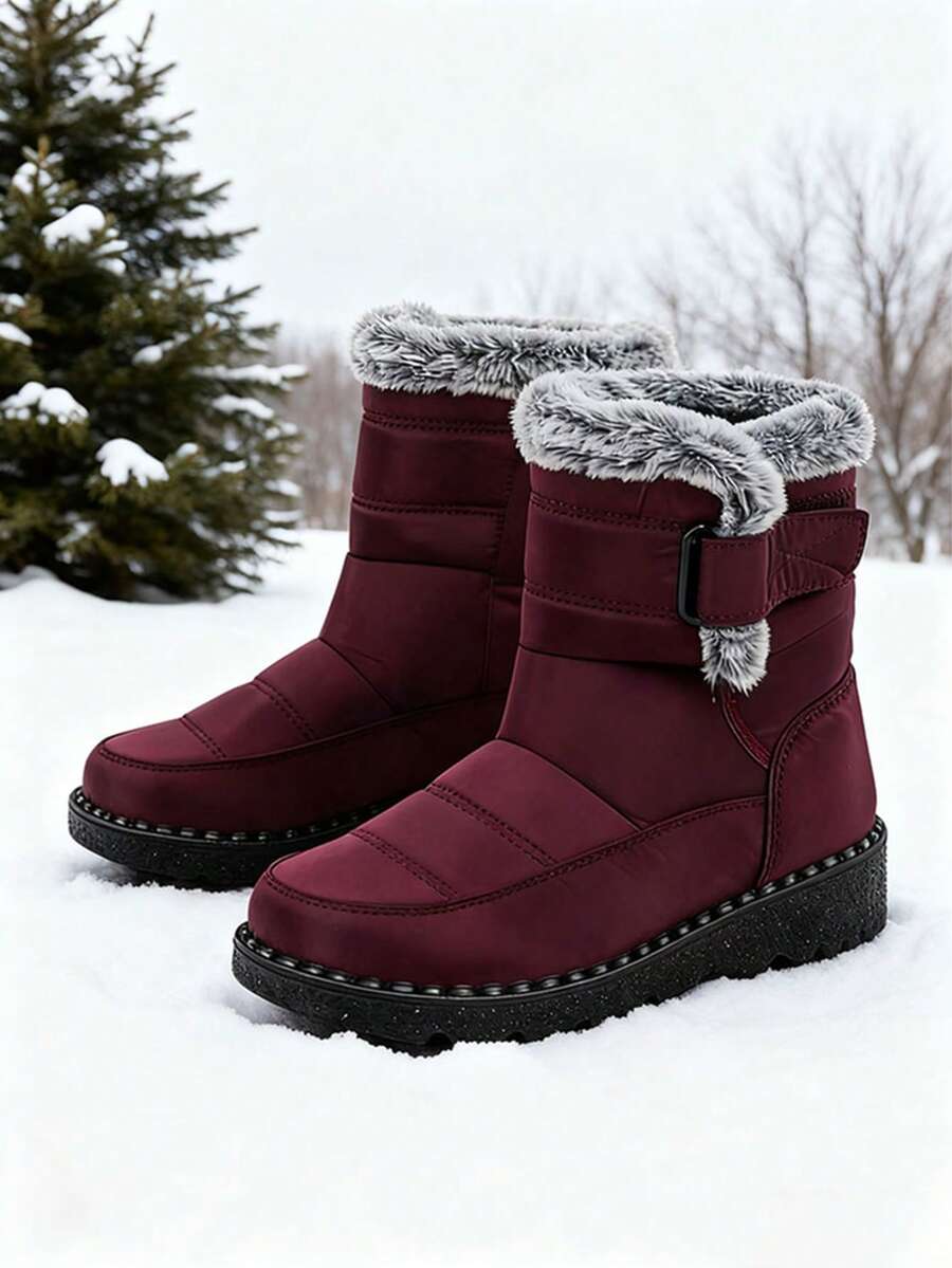 FZY New Winter Women's Snow Boots - Women's Non-Slip High-Top Snow Boots With Fur Collar - Women's Everyday Snow Boots, Women's Thick-Soled Non-Slip Boots - Plush Lining Snow Boots.Essential Easter Outfits - Đỏ - Xem 1